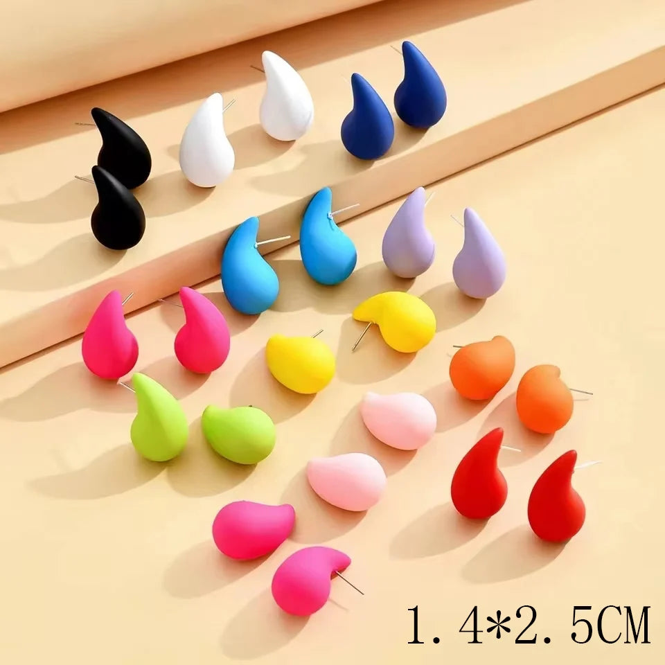 3 Pairs/Set Gold Plated Water Drop Hoop Earrings for Women