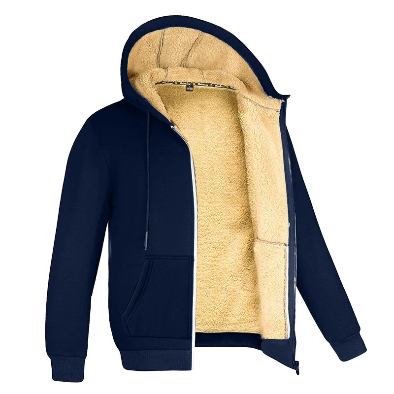 Thick Warm Winter Wool Coats with Long Sleeves, Zipper and Hood