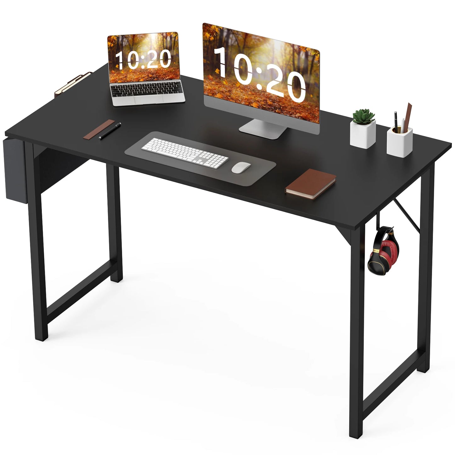Simple computer desk and study desk, side bag available