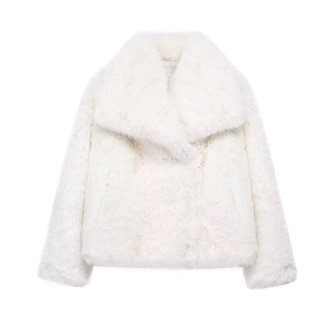 Women's Short Faux Fur Long Sleeve Coat