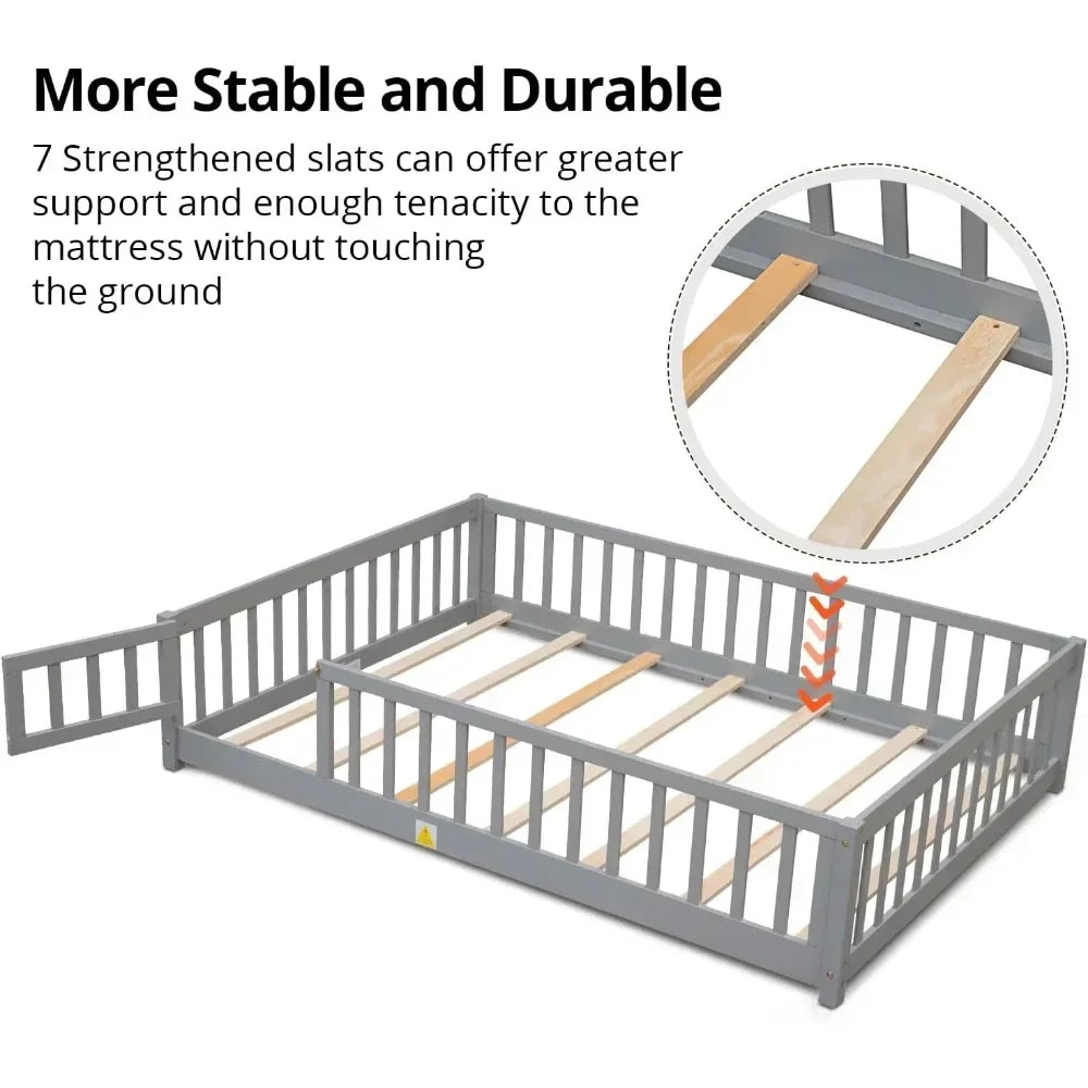 Double wooden crib, suitable height, door available