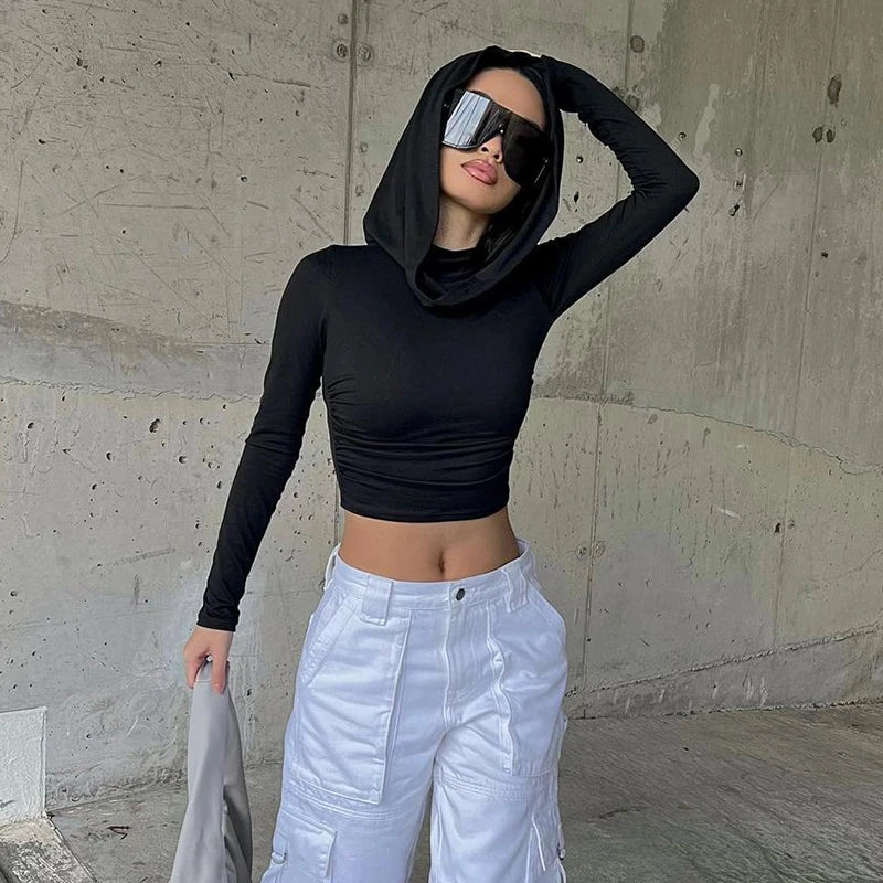 Long sleeve blouse with cute hood