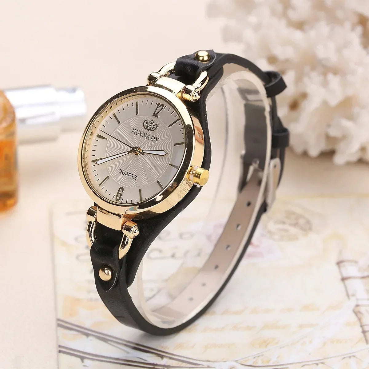 2024 Women's Quartz Watch with Thin PU Leather Strap