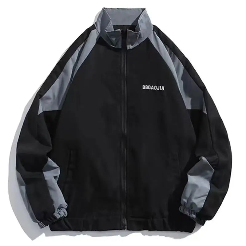 Men's Reflective Striped Jacket Hip Hop Streetwear Zipper Coat Windbreaker Jacket