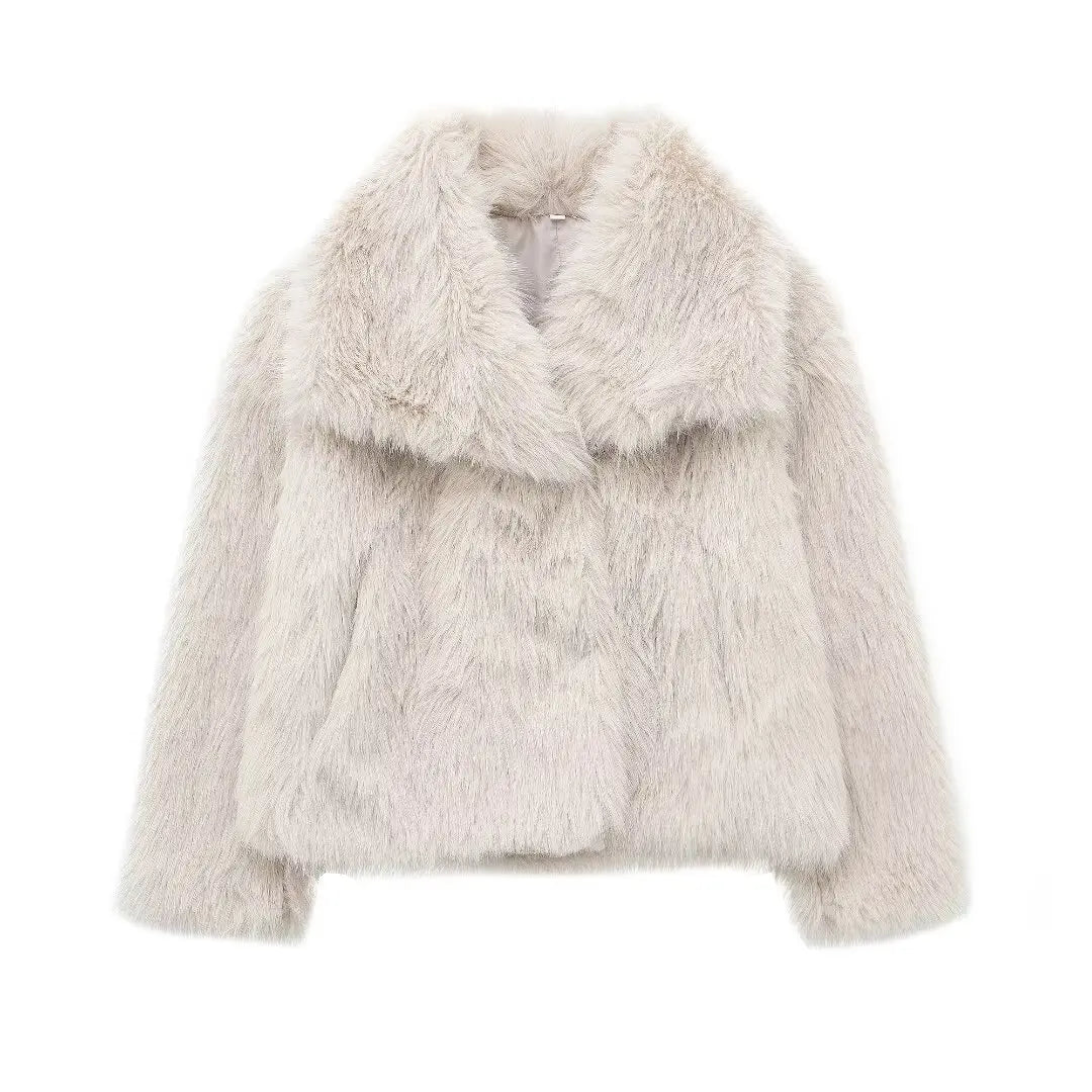 Women's Short Faux Fur Long Sleeve Coat