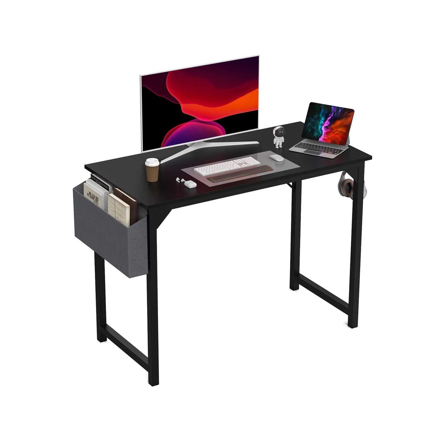 Simple computer desk and study desk, side bag available