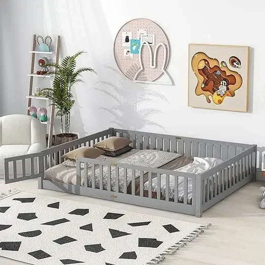 Double wooden crib, suitable height, door available