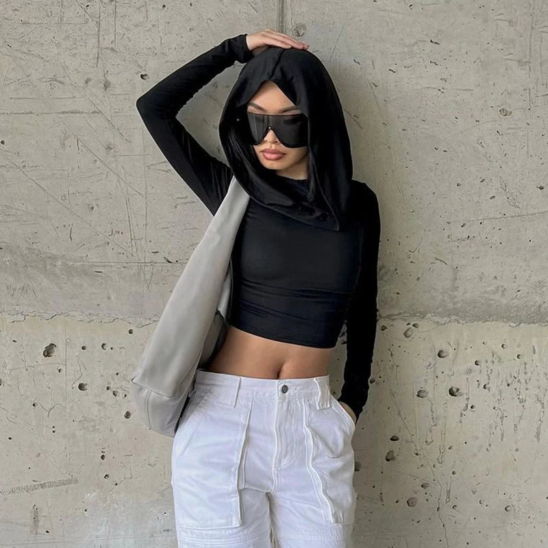 Long sleeve blouse with cute hood