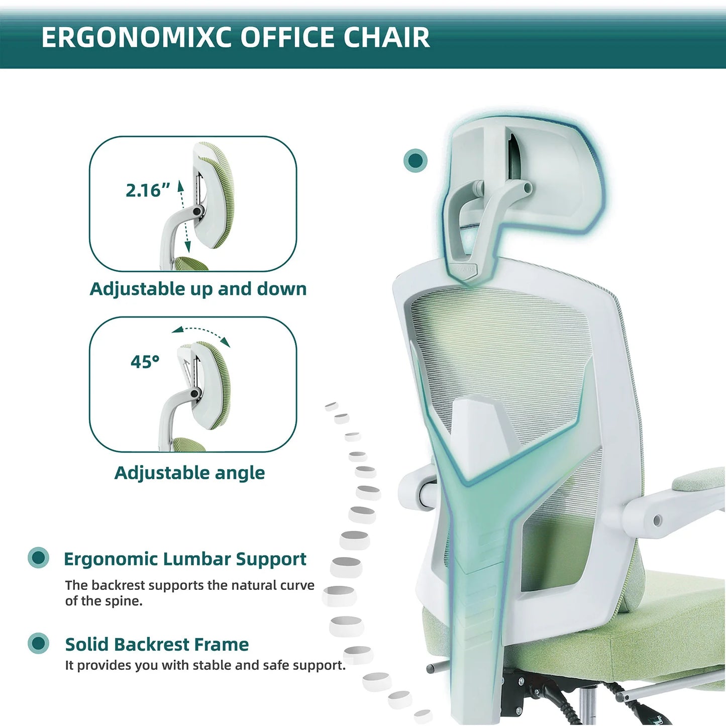 Comfortable office chair, takes into account the comfort of the spine