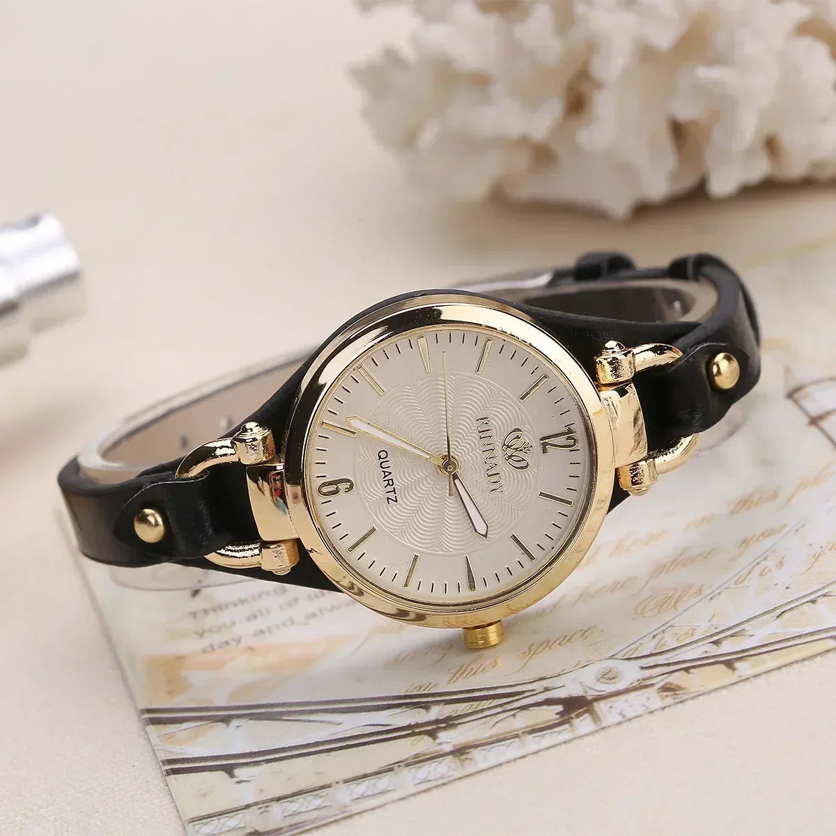 2024 Women's Quartz Watch with Thin PU Leather Strap