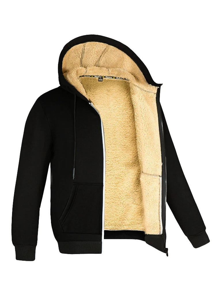 Thick Warm Winter Wool Coats with Long Sleeves, Zipper and Hood