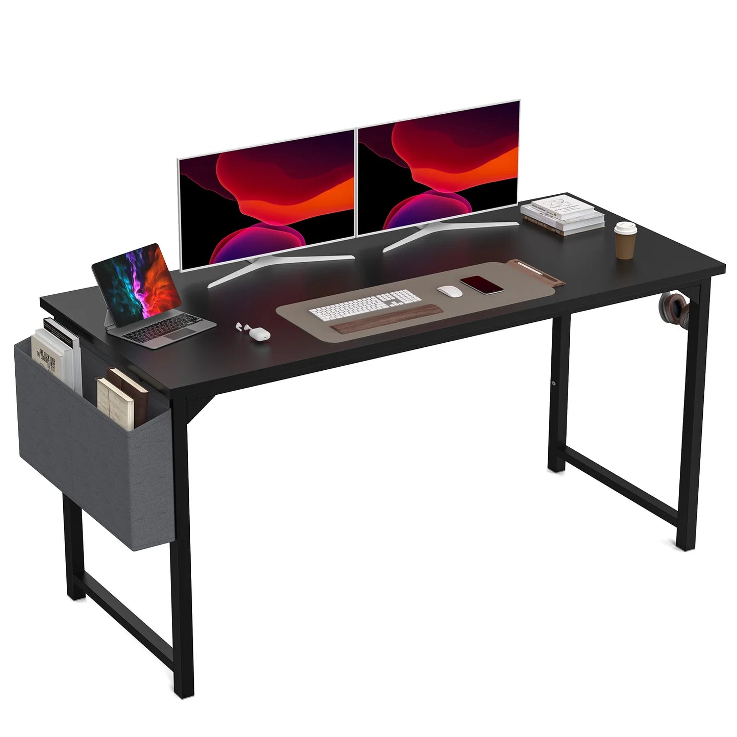 Simple computer desk and study desk, side bag available