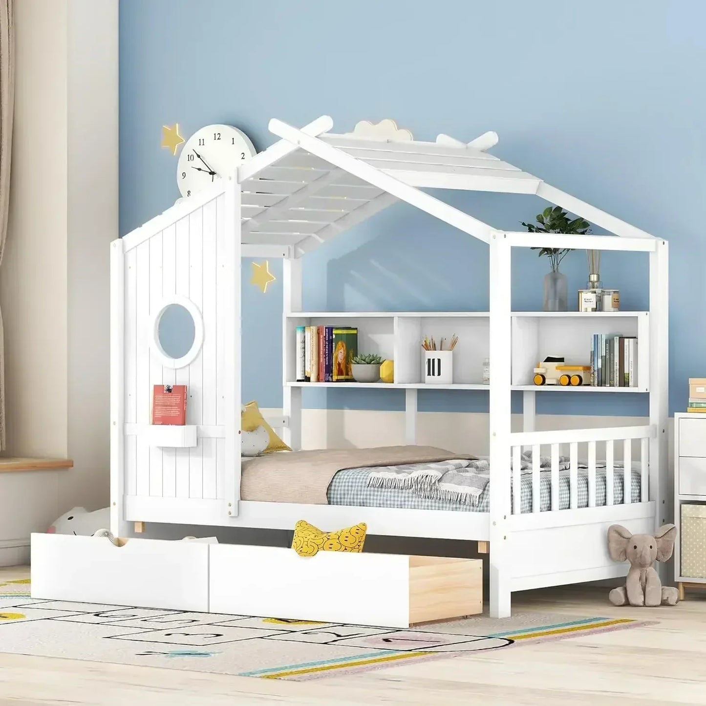 Children's bunk bed with cabinets