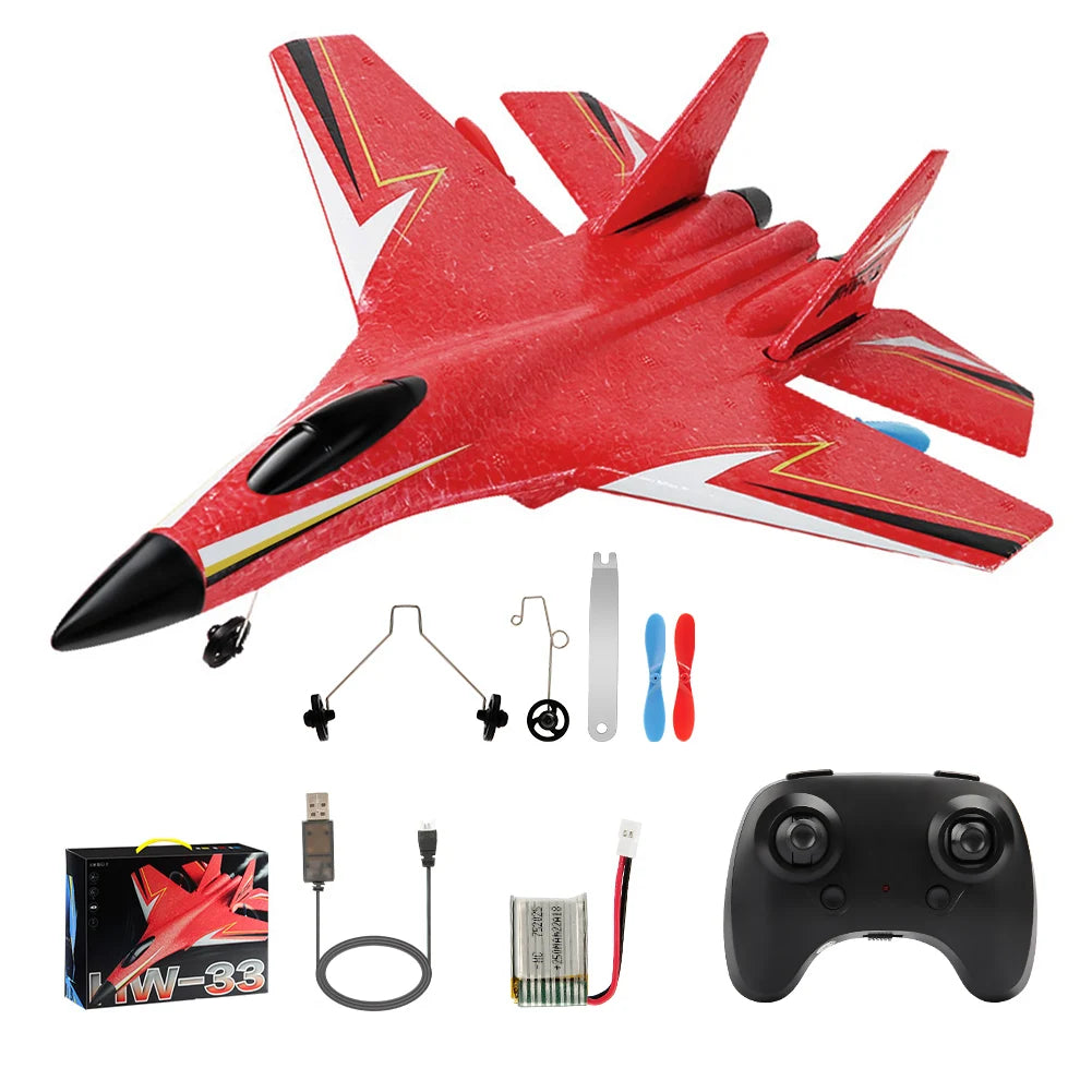 Airplane equipped with a remote control device