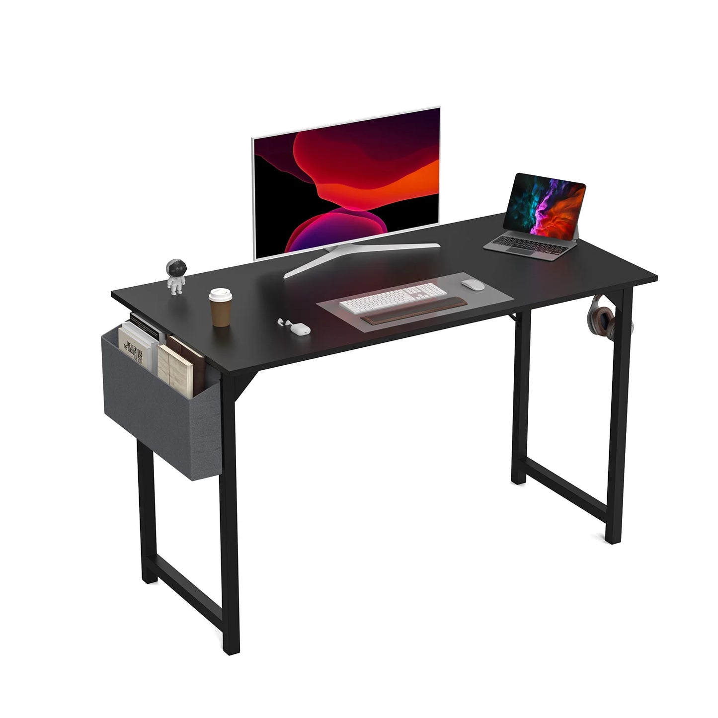 Simple computer desk and study desk, side bag available
