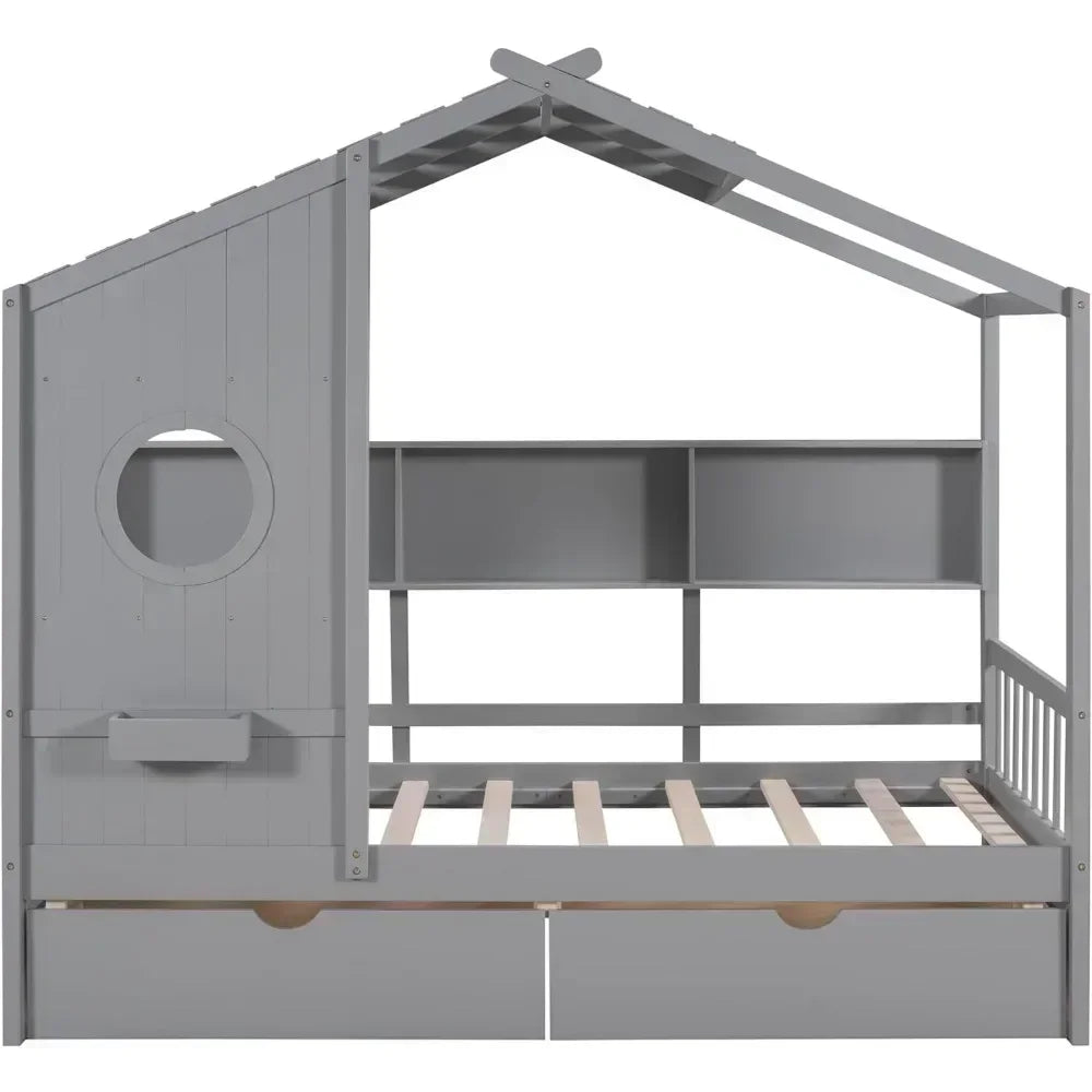 Children's bunk bed with cabinets