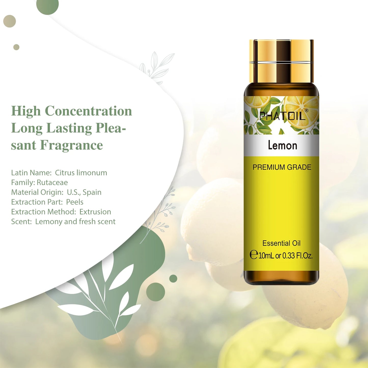PHATOIL 10ml Sandalwood Lemon Essential Oil Pure Natural Frankincense Thyme Tea tree Rosemary Geranium Oils for Diffuser DIY