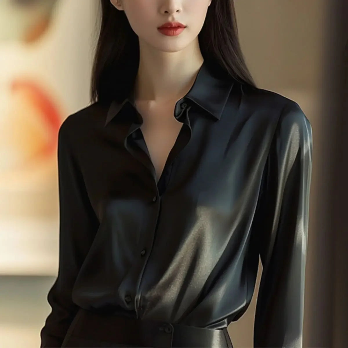 Elegant Autumn Women's Blouse with Soft Texture