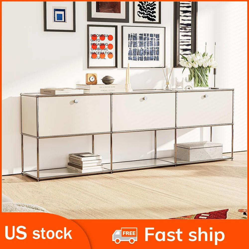 Living room side cabinet, stainless steel metal panel