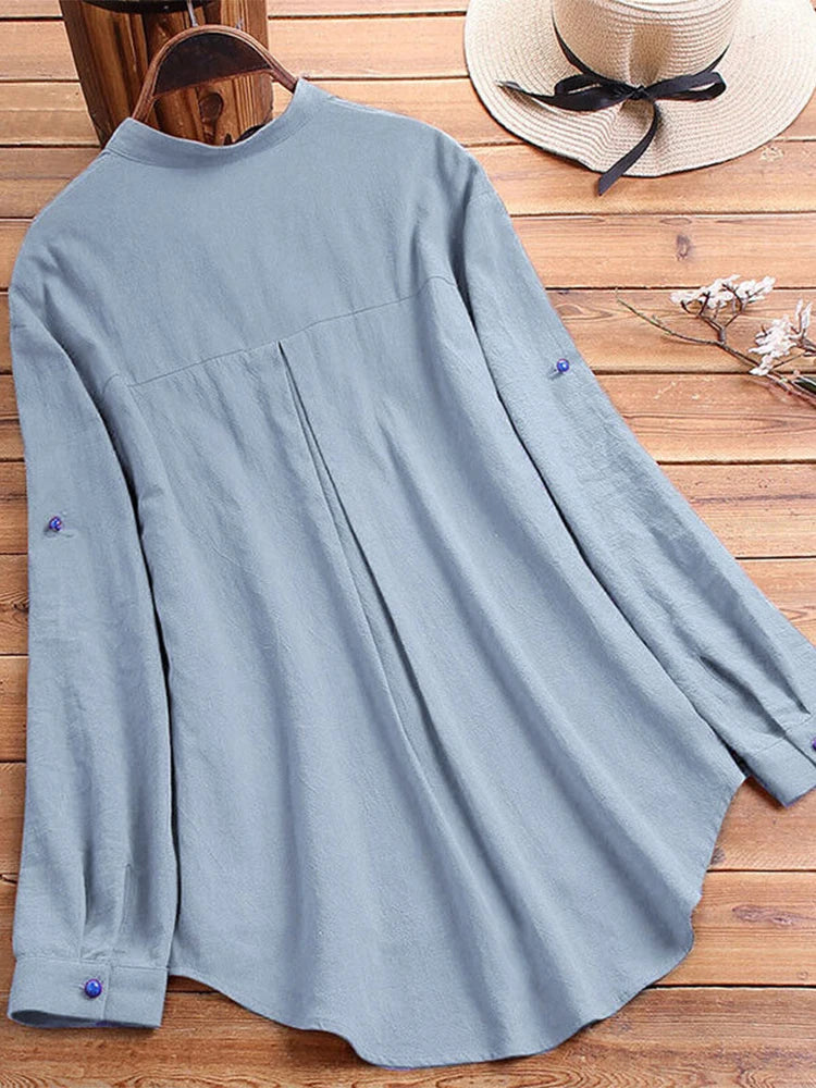 Women's Classic Long Sleeve Cute Floral Print Shirt