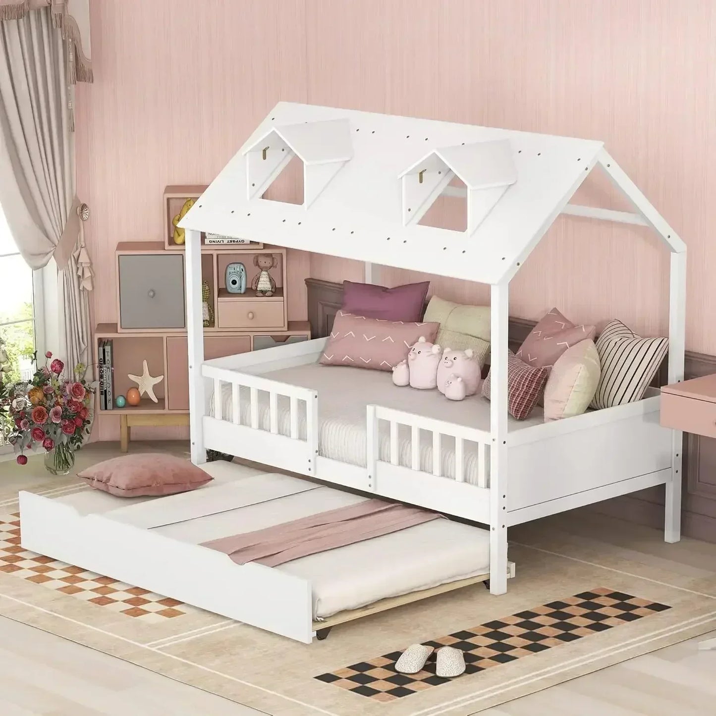 Children's bunk bed with cabinets