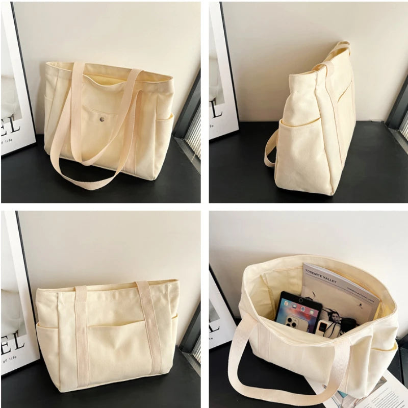One shoulder canvas handbag