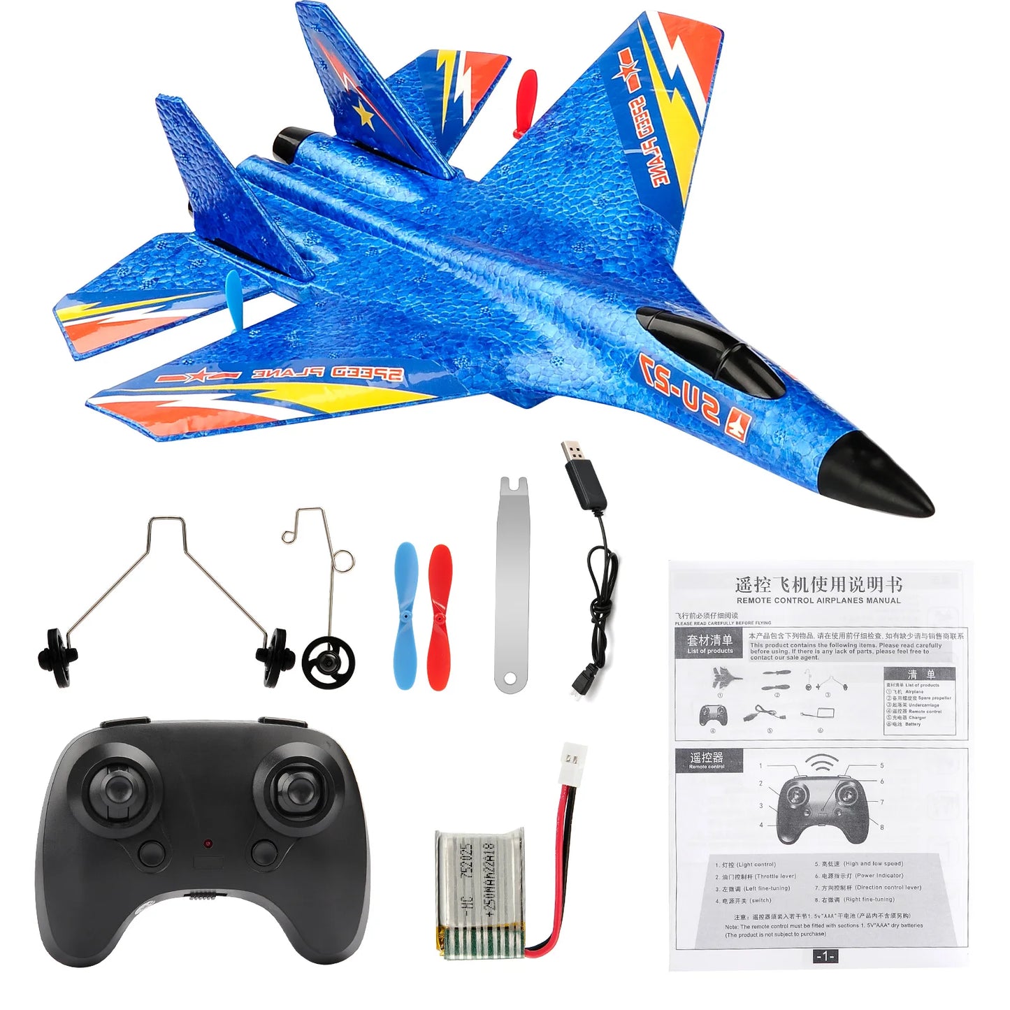 Airplane equipped with a remote control device
