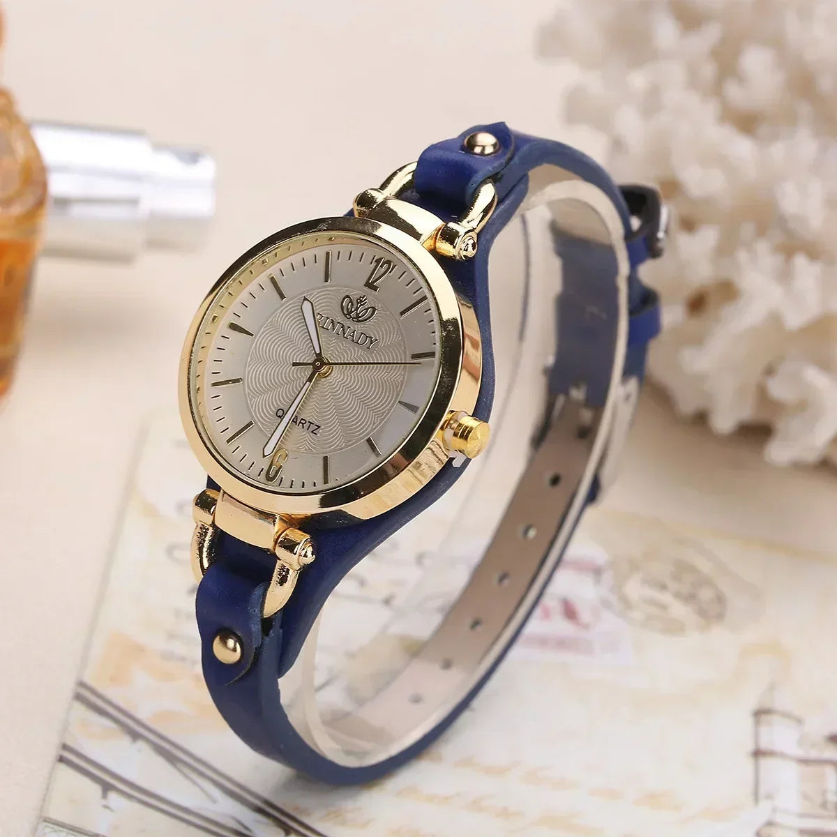 2024 Women's Quartz Watch with Thin PU Leather Strap