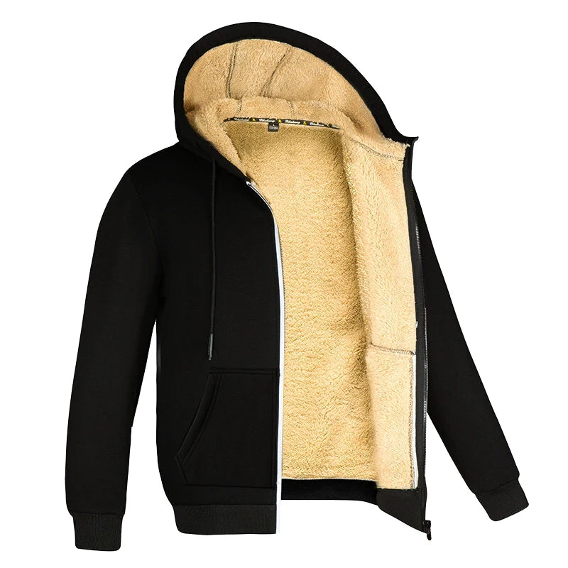Thick Warm Winter Wool Coats with Long Sleeves, Zipper and Hood