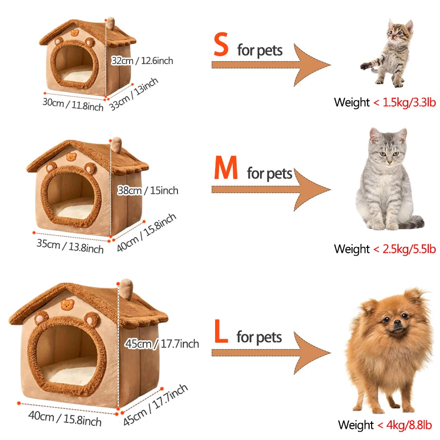Foldable pet house, removable and washable