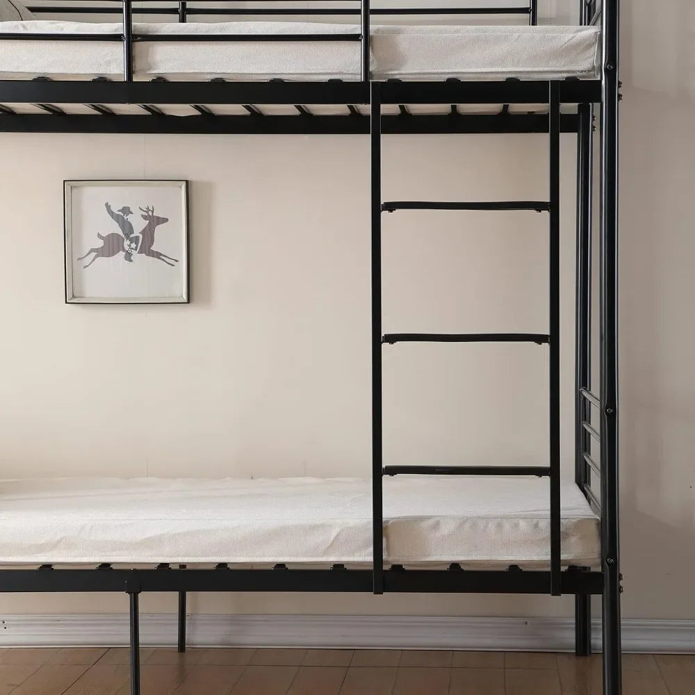 Metal bunk bed with high ladder