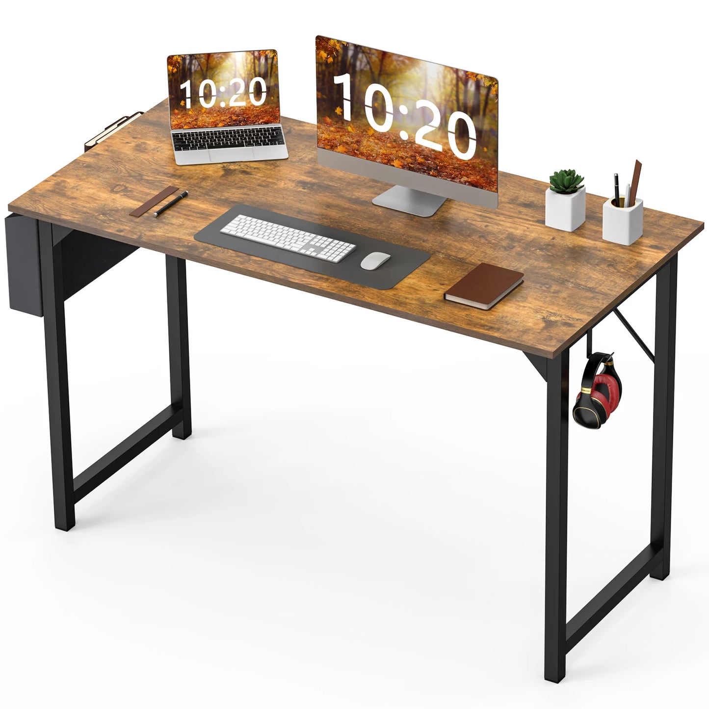 Simple computer desk and study desk, side bag available