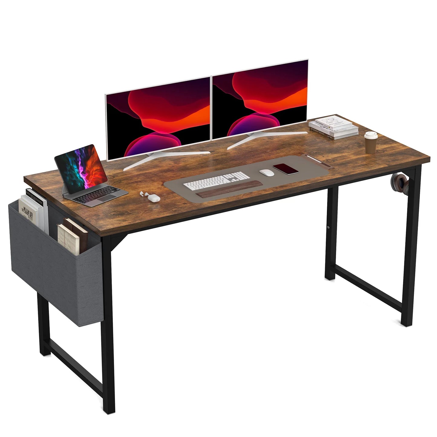 Simple computer desk and study desk, side bag available