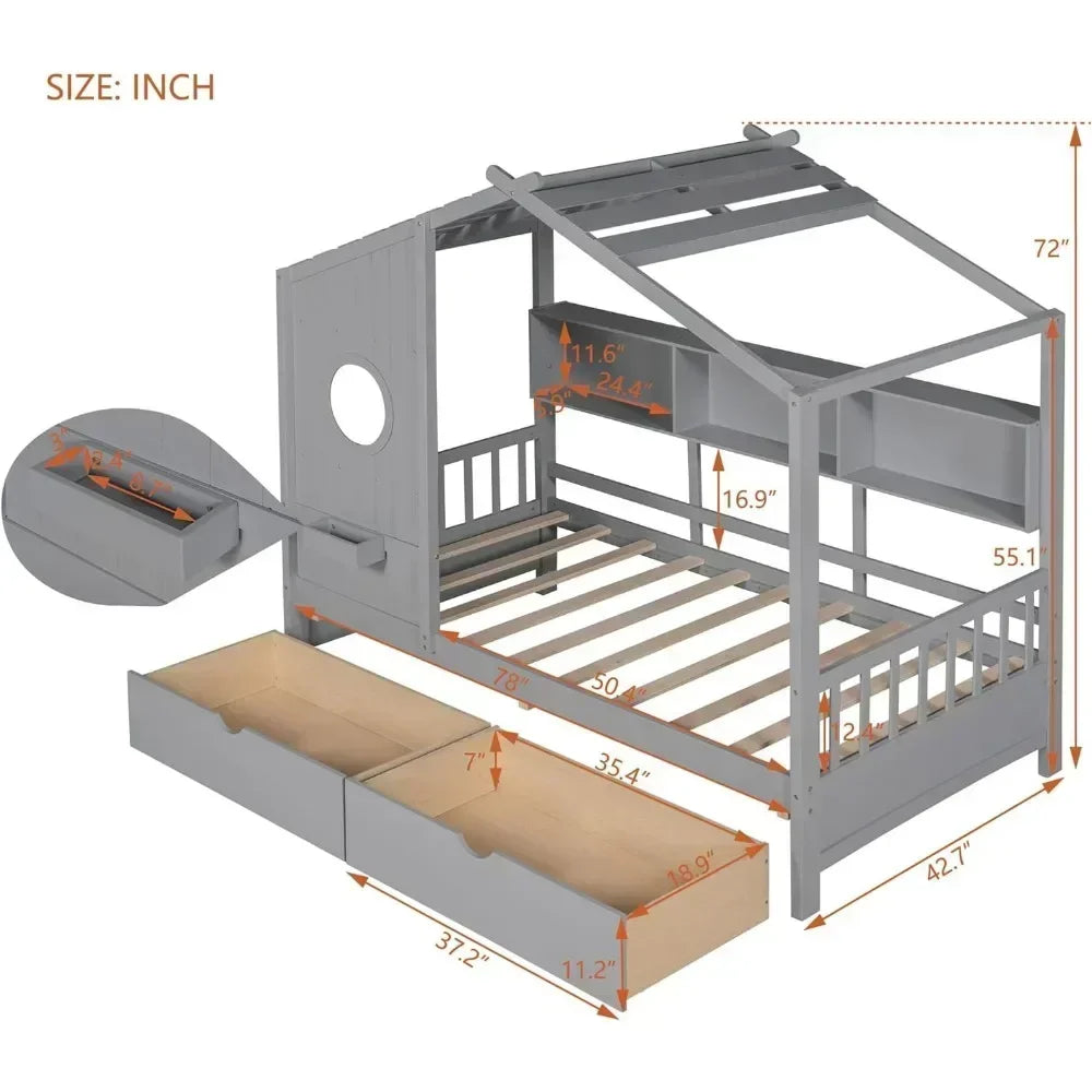 Children's bunk bed with cabinets