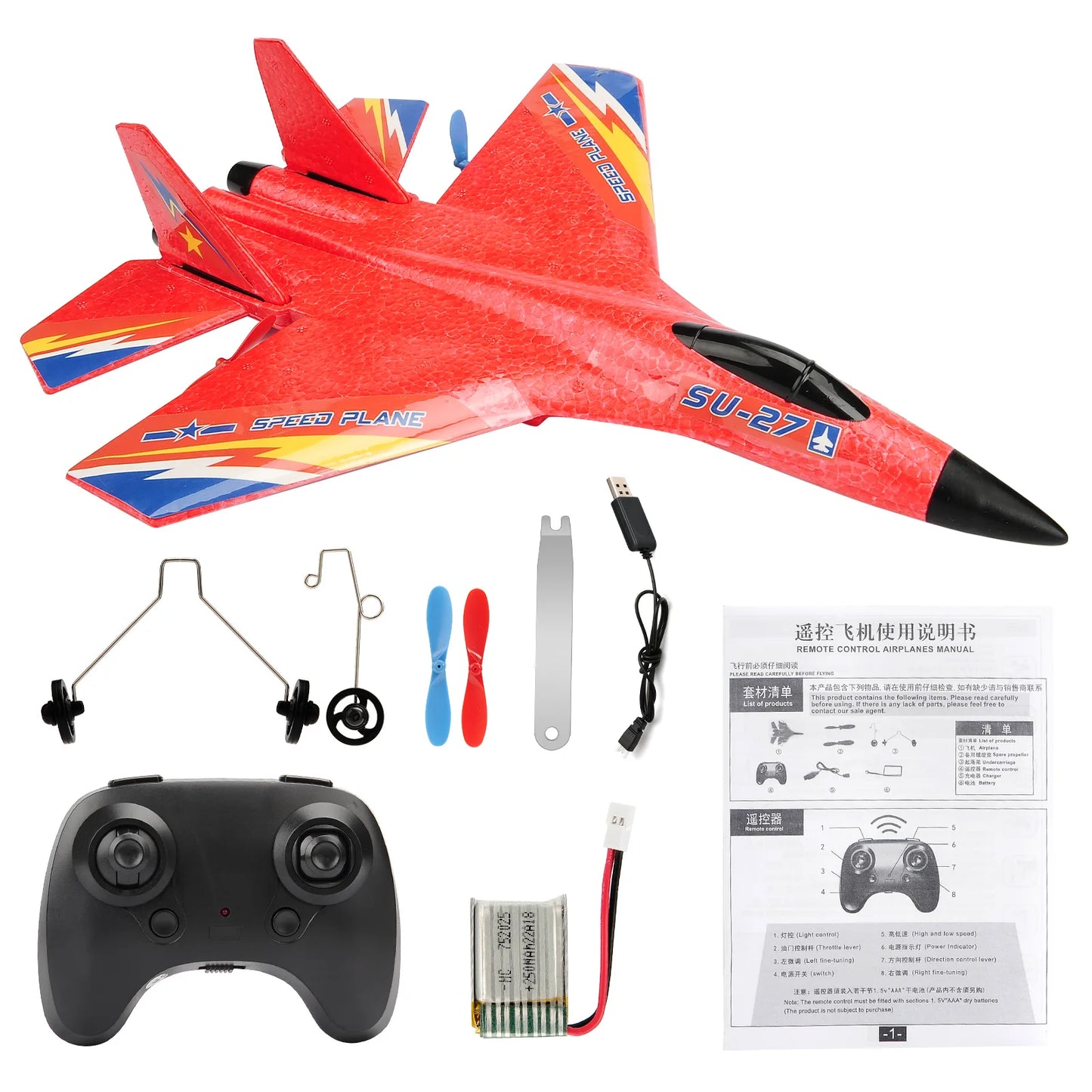 Airplane equipped with a remote control device