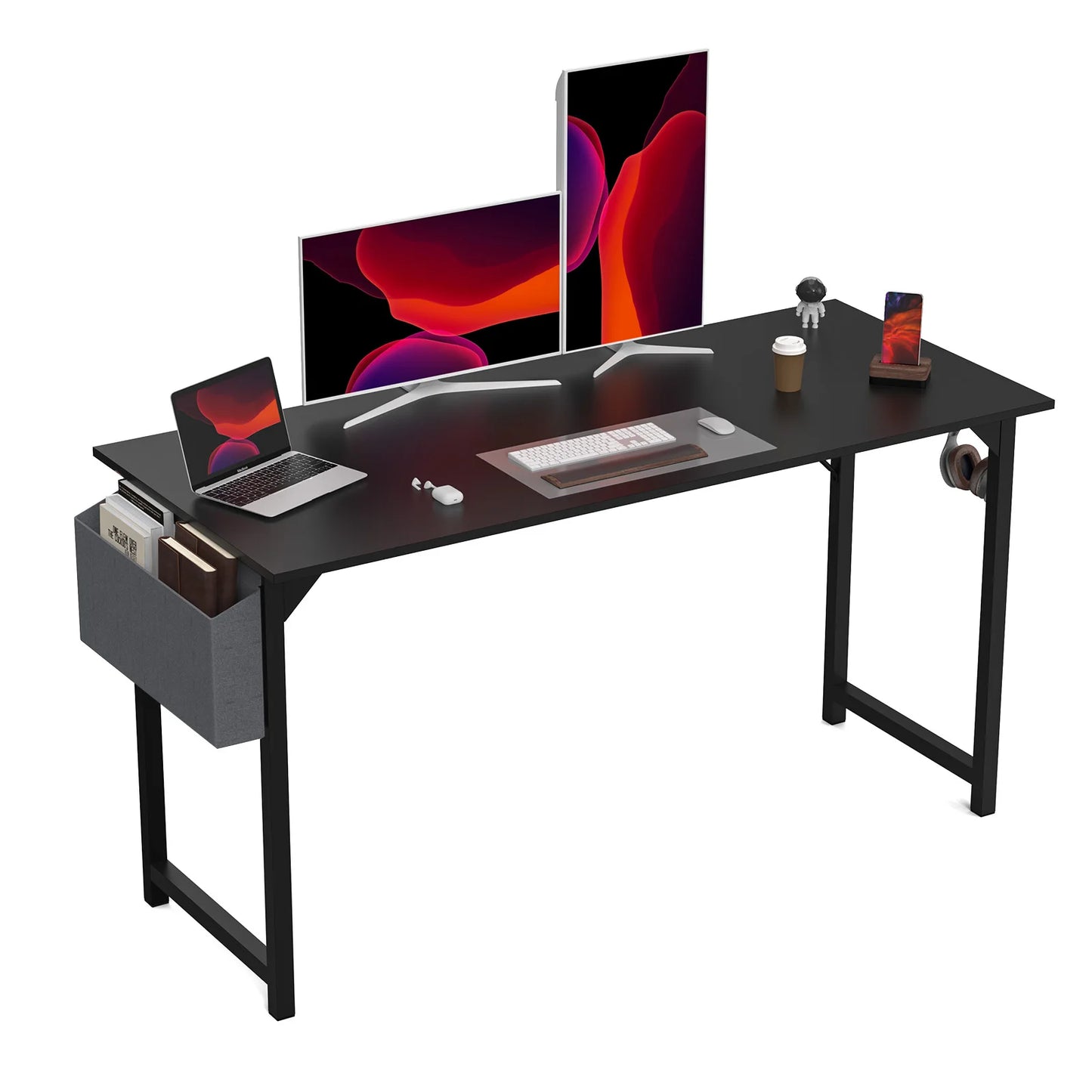 Simple computer desk and study desk, side bag available