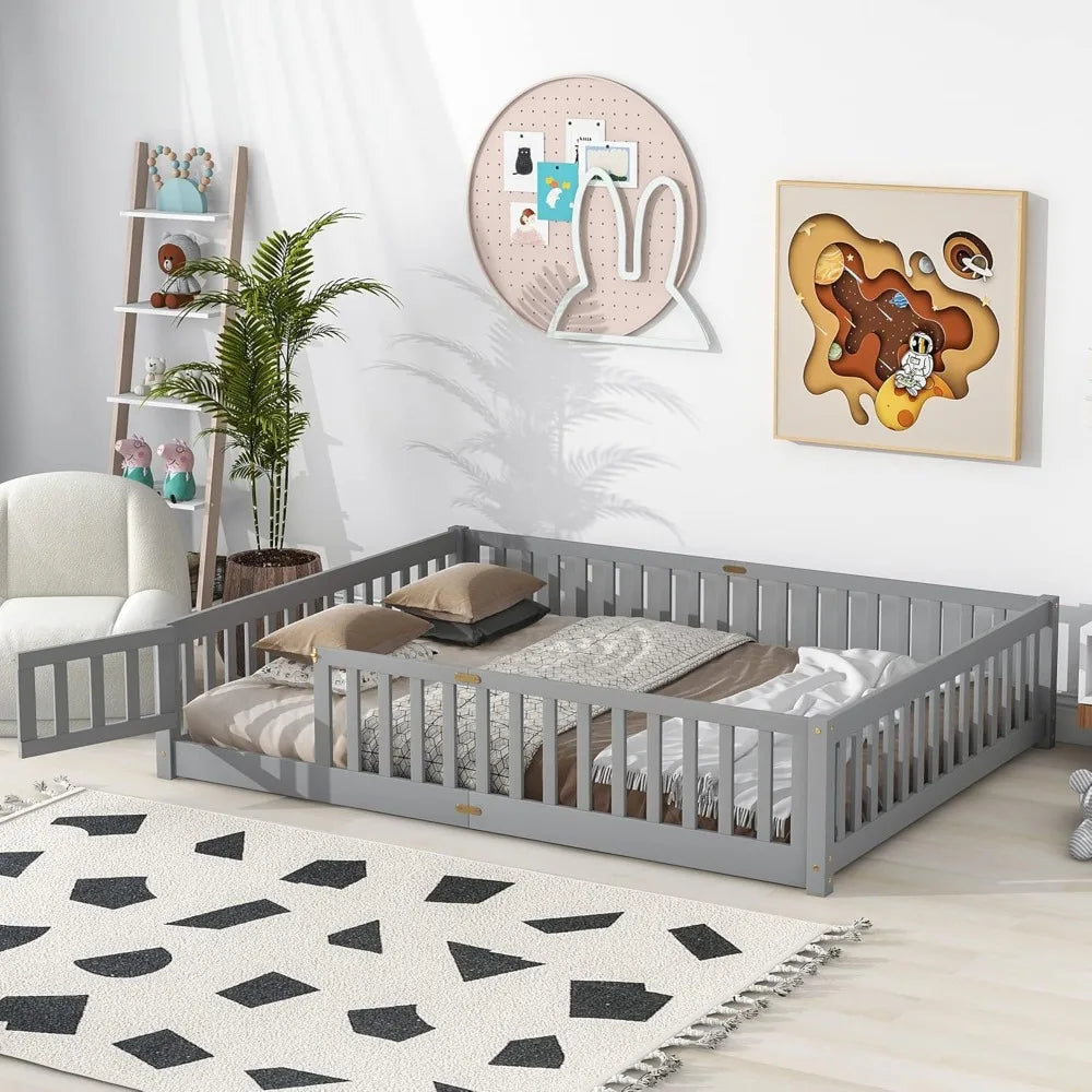 Double wooden crib, suitable height, door available