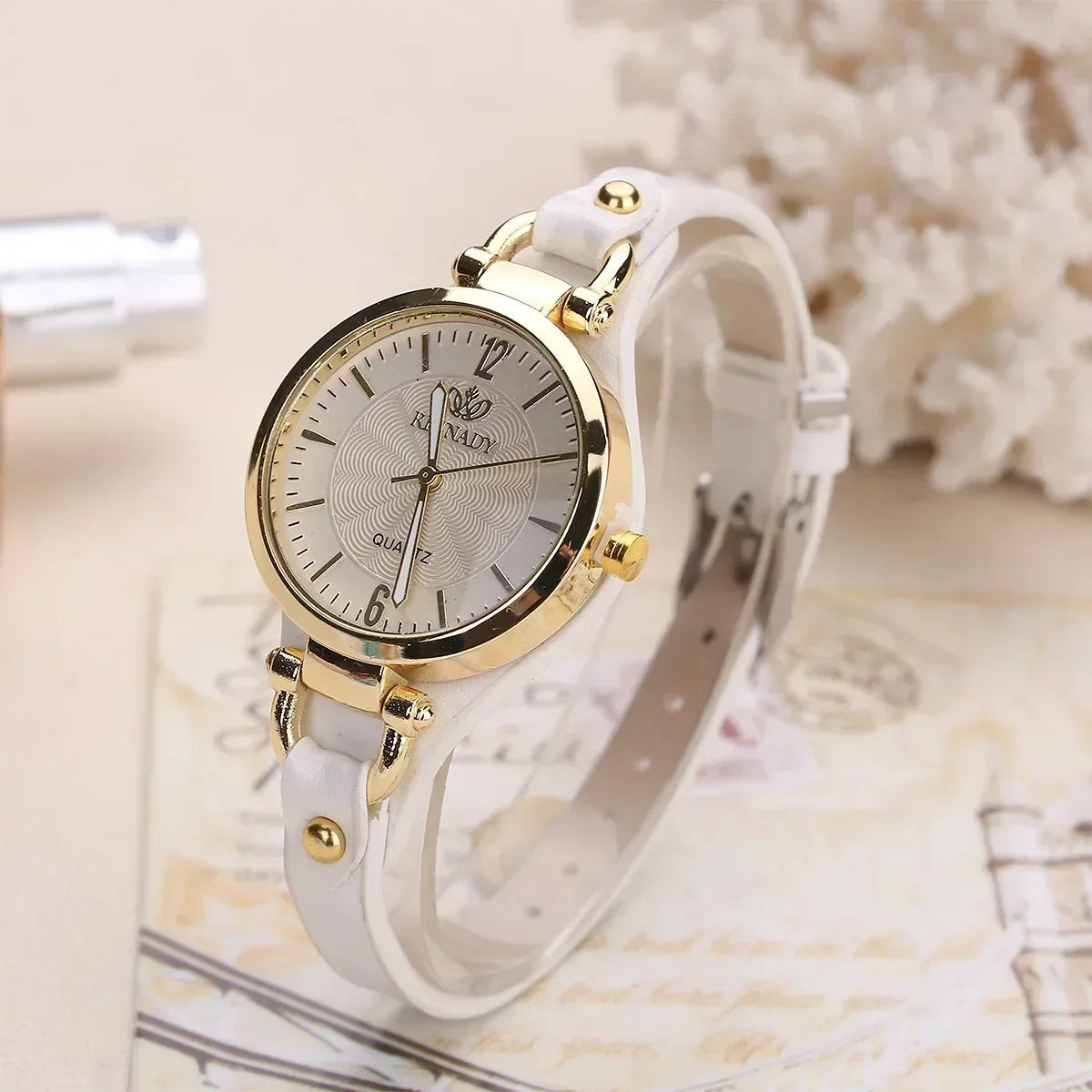 2024 Women's Quartz Watch with Thin PU Leather Strap