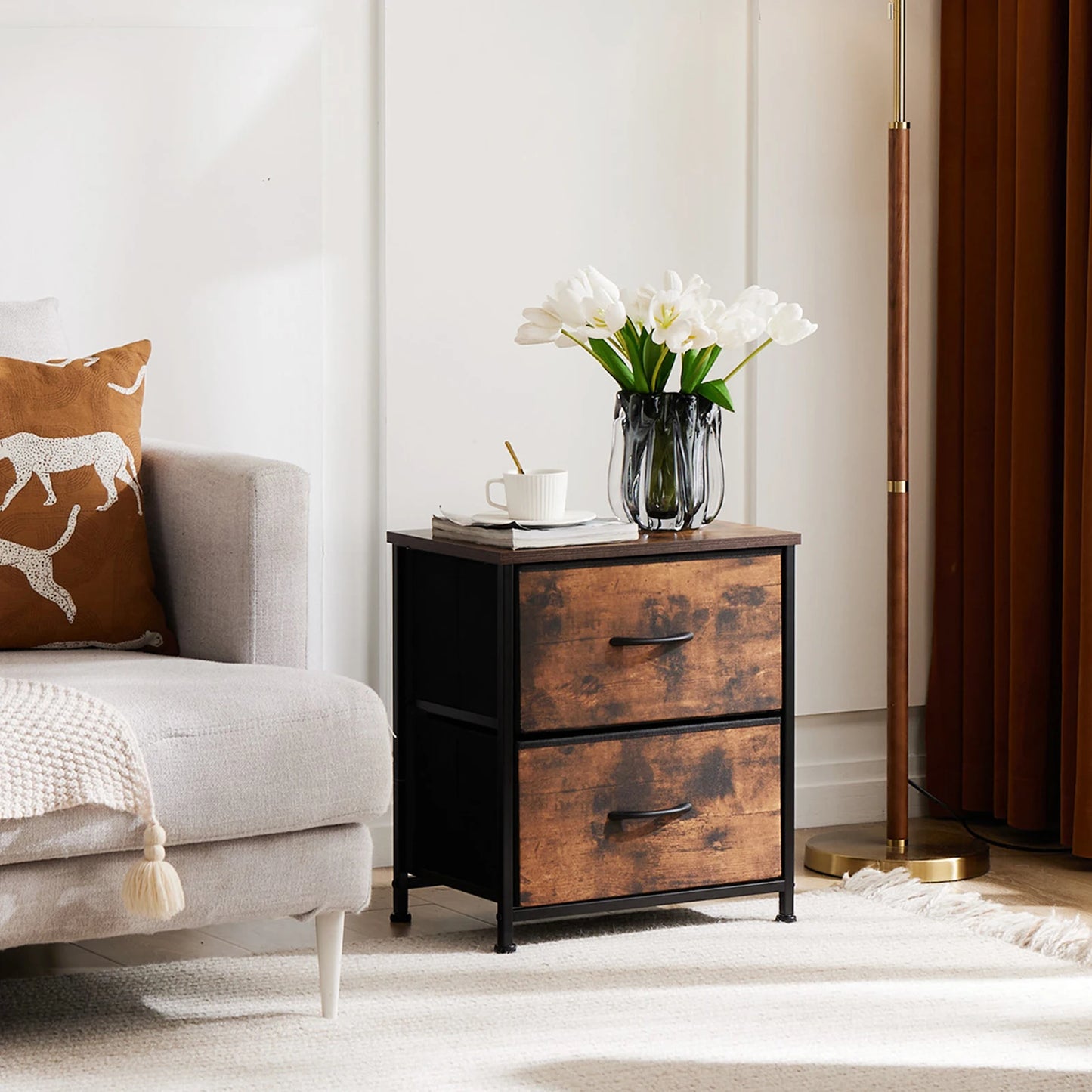 Layered living room chest of drawers set of 2 drawers