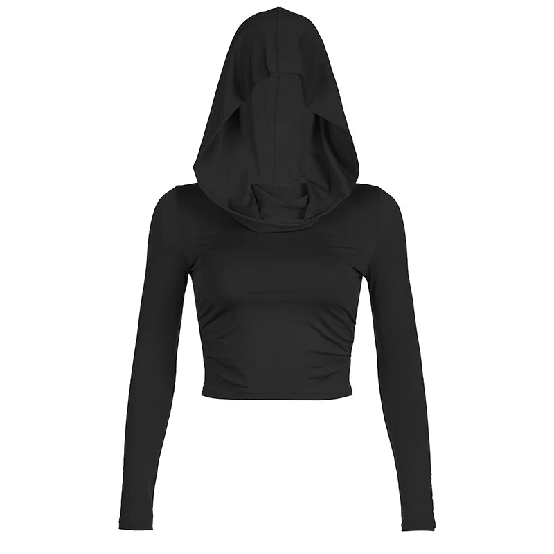 Long sleeve blouse with cute hood