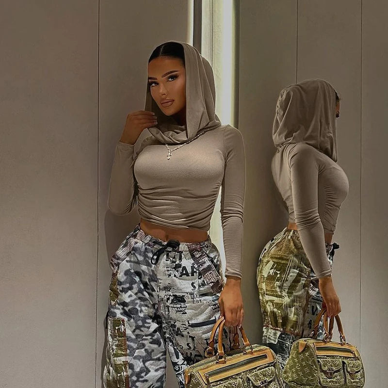 Long sleeve blouse with cute hood