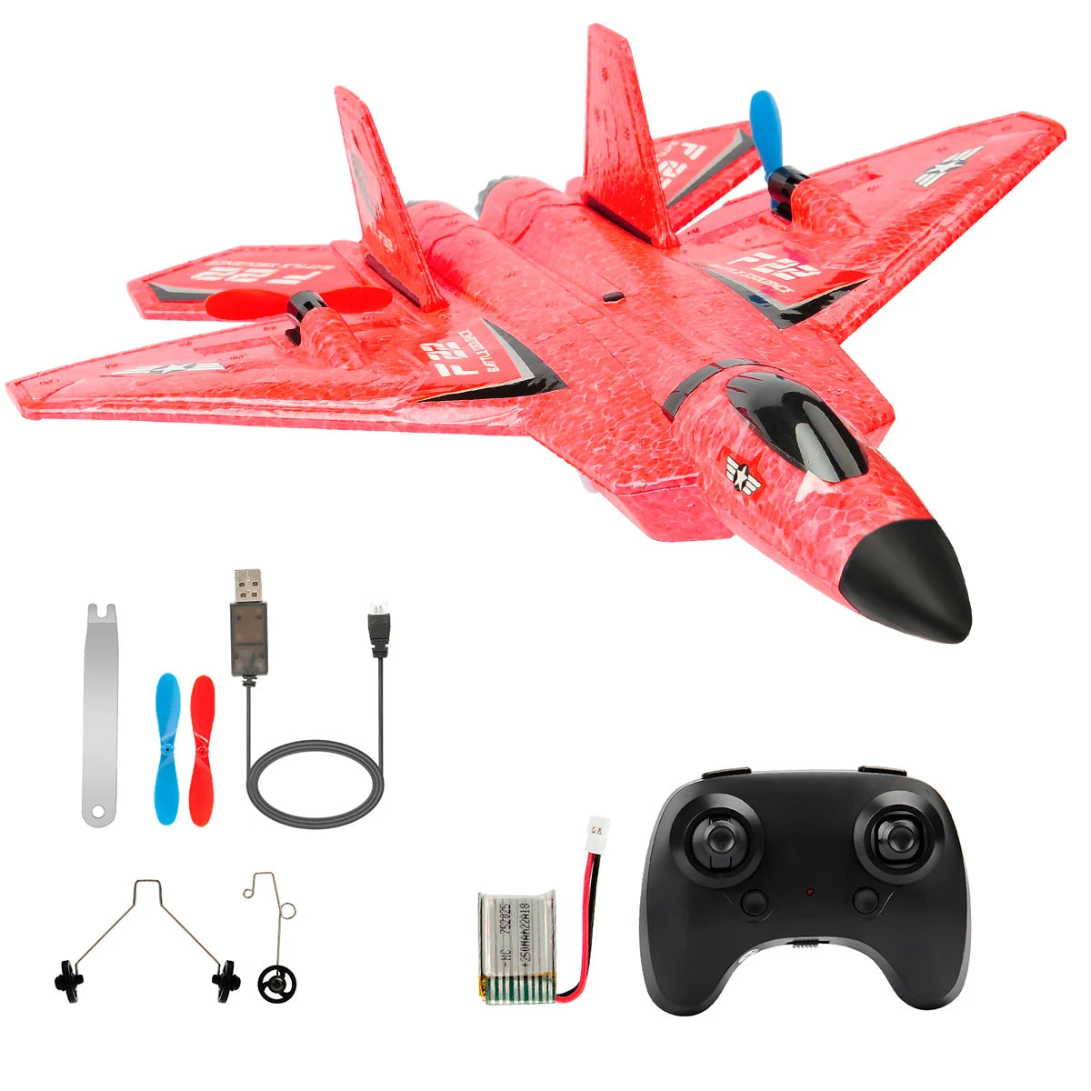 Airplane equipped with a remote control device