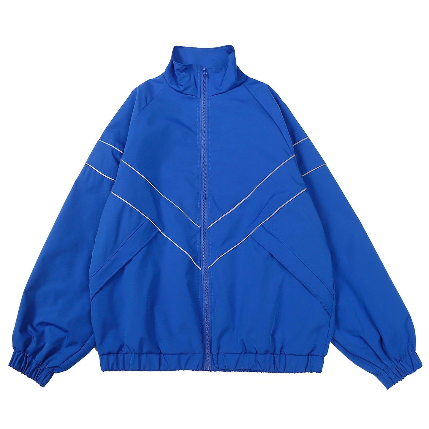 Men's Reflective Striped Jacket Hip Hop Streetwear Zipper Coat Windbreaker Jacket