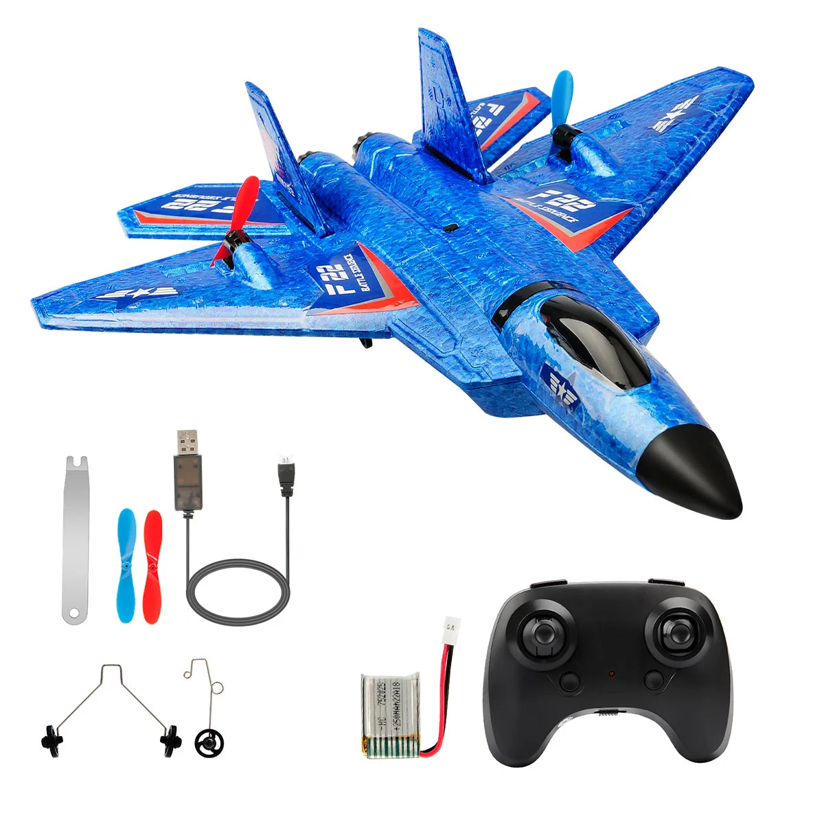 Airplane equipped with a remote control device