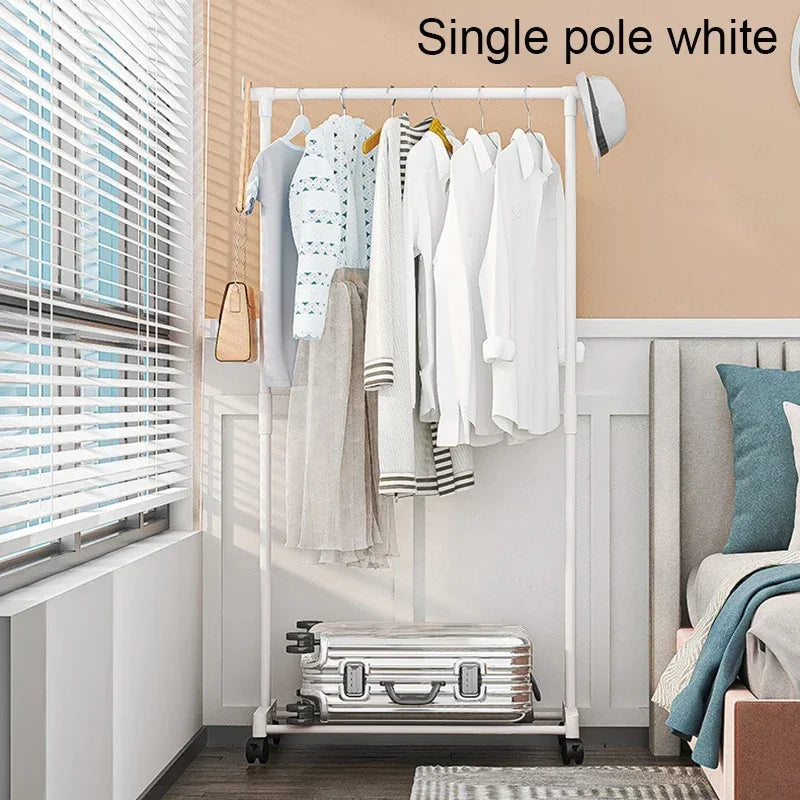 Double rod clothes rack with hooks