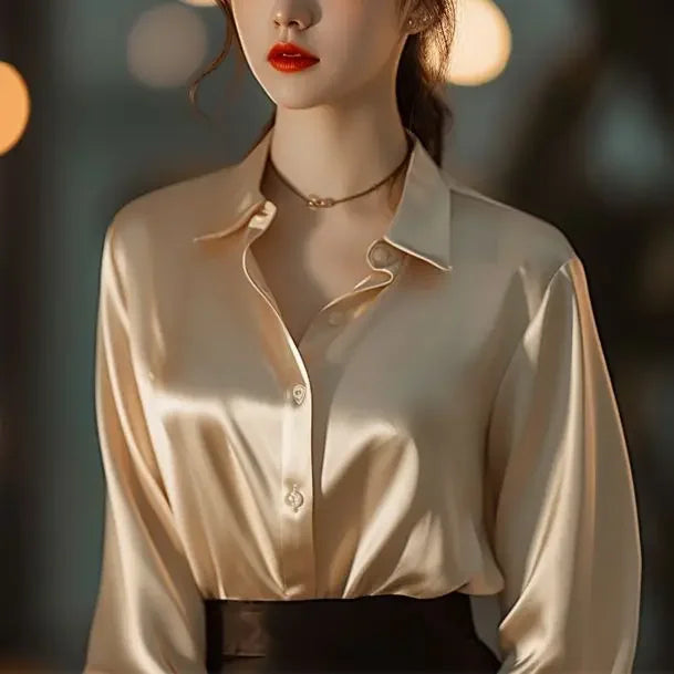 Elegant Autumn Women's Blouse with Soft Texture