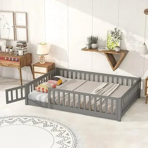 Double wooden crib, suitable height, door available
