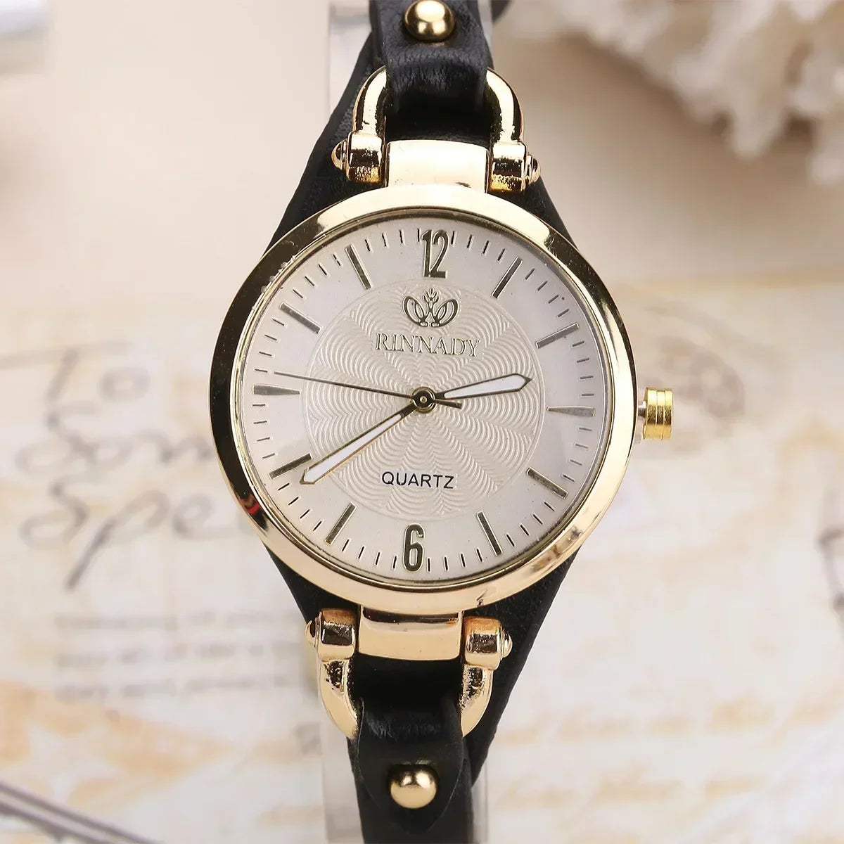 2024 Women's Quartz Watch with Thin PU Leather Strap