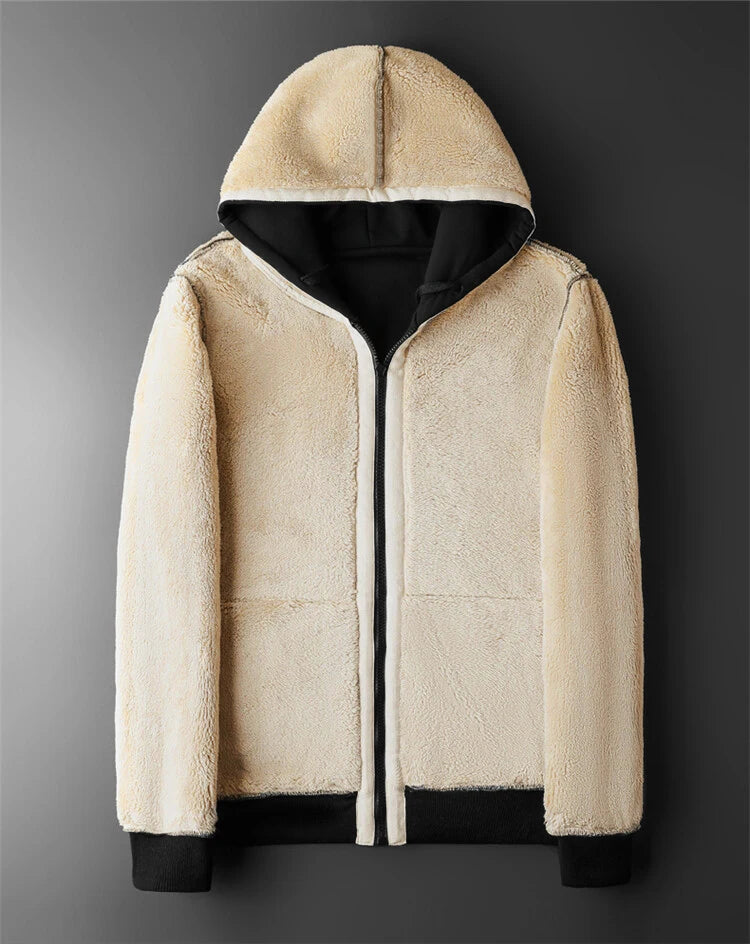 Thick Warm Winter Wool Coats with Long Sleeves, Zipper and Hood