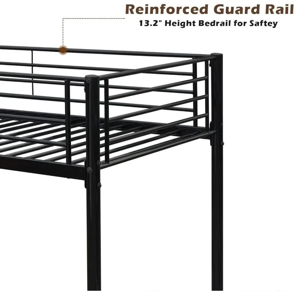 Metal bunk bed with high ladder